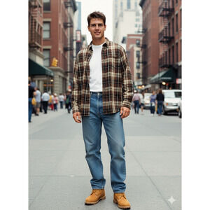 North River Mens Flannel Shirt XL Plaid Rustic Vintage Cozy Button Up Layering